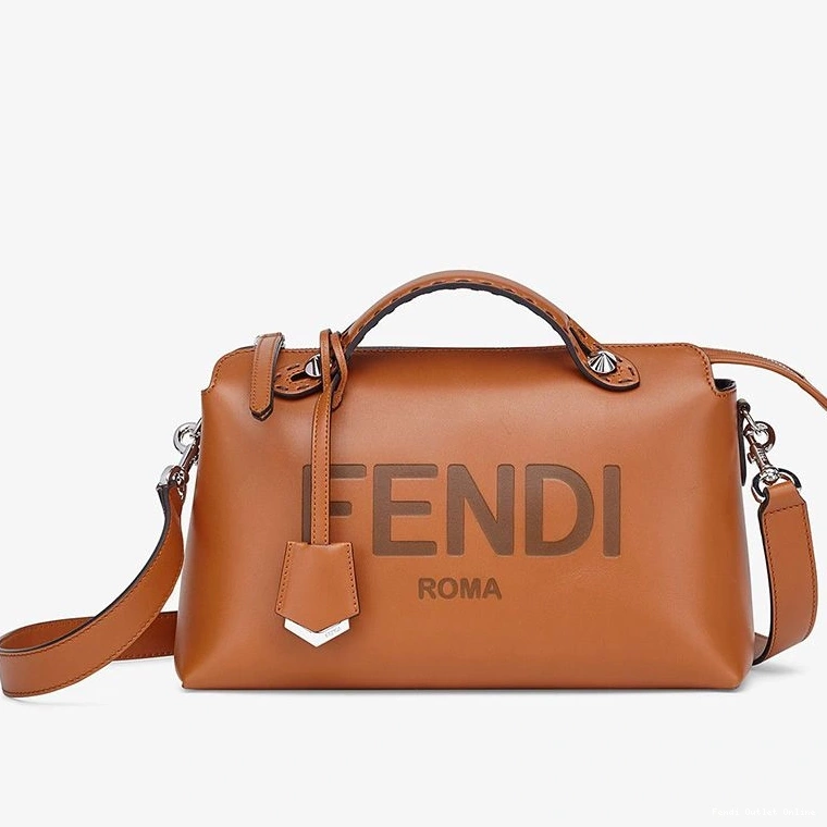 Cheap Way In Calf Fendi Medium Brown Bag Logo The By Leather ROMA Boston 0819